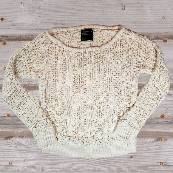 AEO Chunky Knit Scoop Neck Cream Sweater in Sz. S - Picture 1 of 4